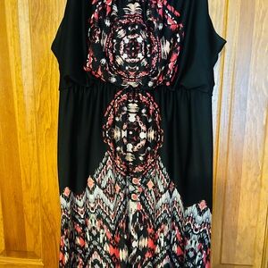 Maurices Black and Red Abstract Maxi Dress